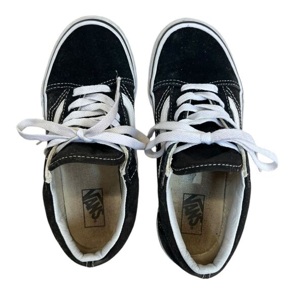 Vans | Old Skool Black and White Canvas Suede low tops sneakers size 3.5 kids - Picture 6 of 8